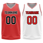Custom Red White Classic Style Reversible Basketball Uniform Personalized COOLMAX BBJR-D017005
