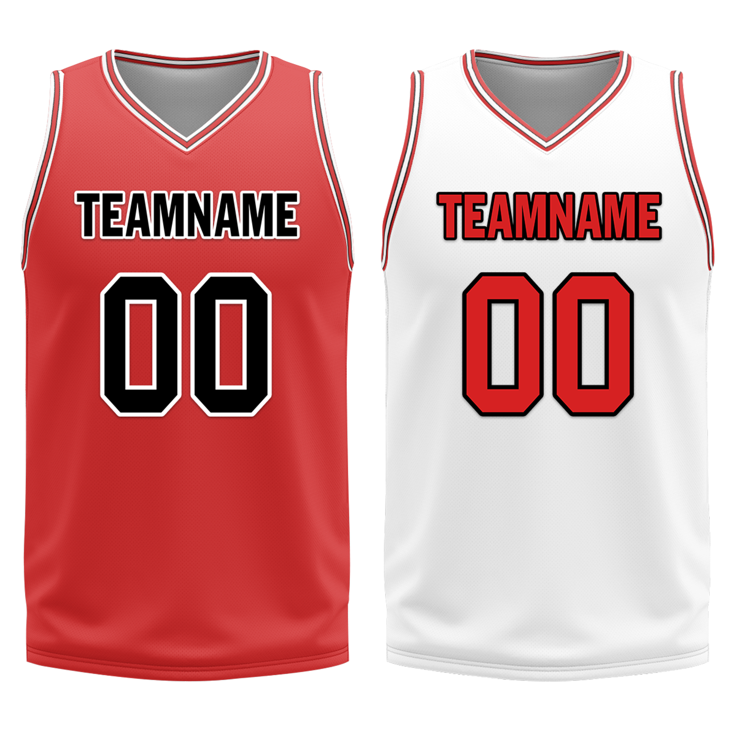 Custom Red White Classic Style Reversible Basketball Uniform Personalized COOLMAX BBJR-D017005