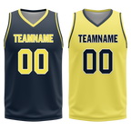 Custom Blue Yellow Classic Style Reversible Basketball Uniform Personalized COOLMAX BBJR-D017059