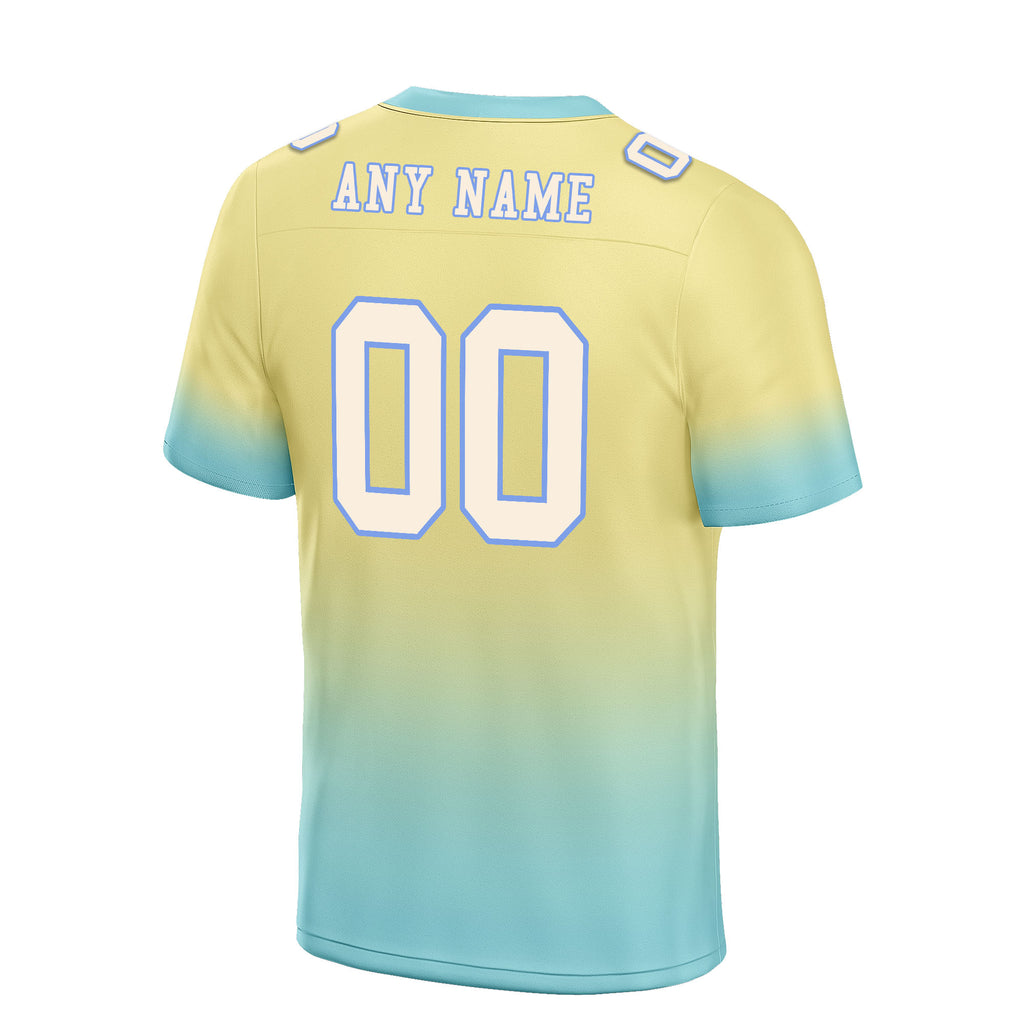Custom Cream Turquoise Fade Fashion Personalized Authentic Football Jersey FBJ02-D06106
