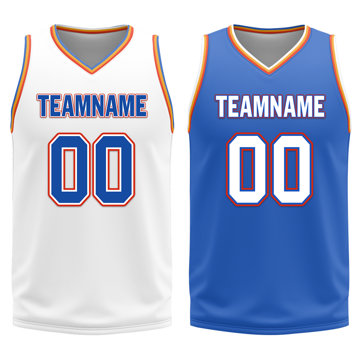 Custom White Blue Classic Style Reversible Basketball Uniform Personalized COOLMAX BBJR-D017039