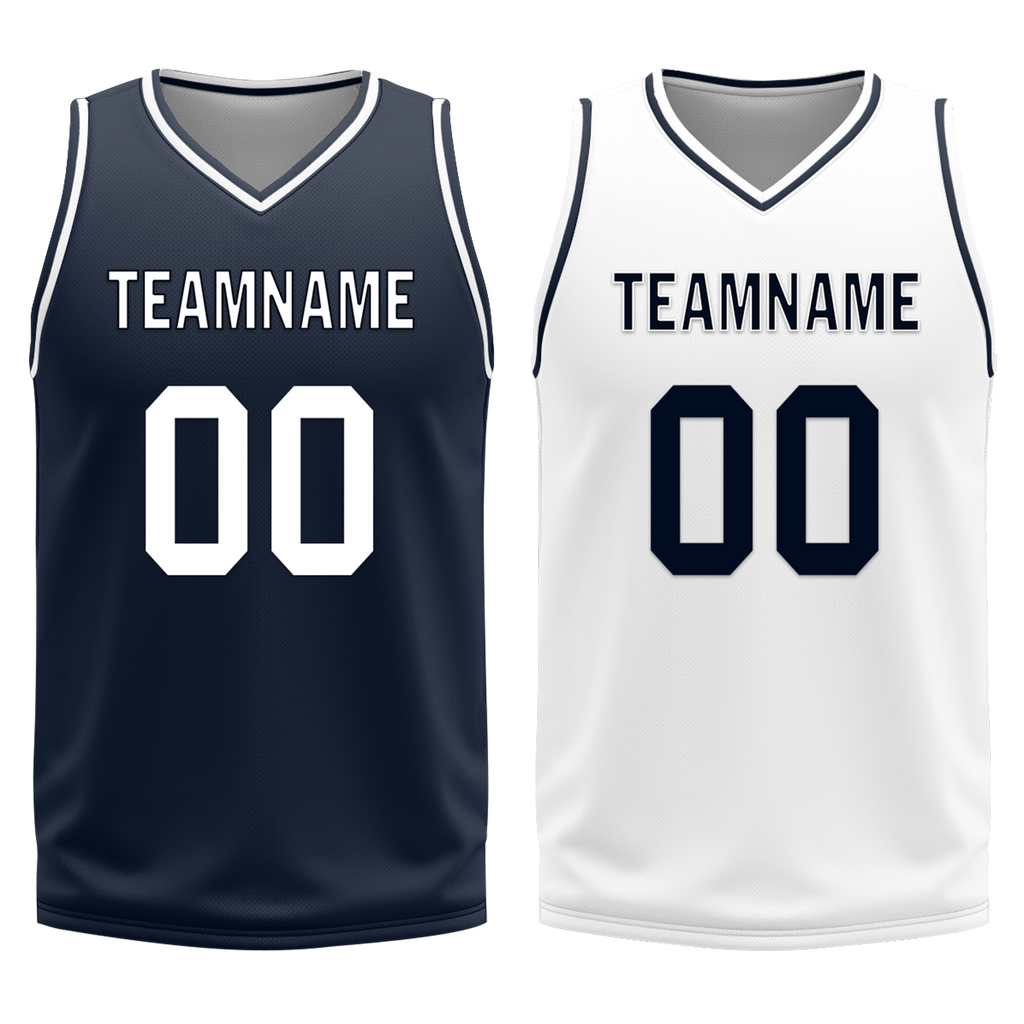 Custom Blue White Classic Style Reversible Basketball Uniform Personalized Ordinary BBJR-D017056