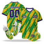 Custom 2026 World Cup Brazil High Quality Soccer Stadium Version Jersey Sneakers Sports Shoes and Hat Combo Offer Personalized Team Name and Logo ZH-F027089-1