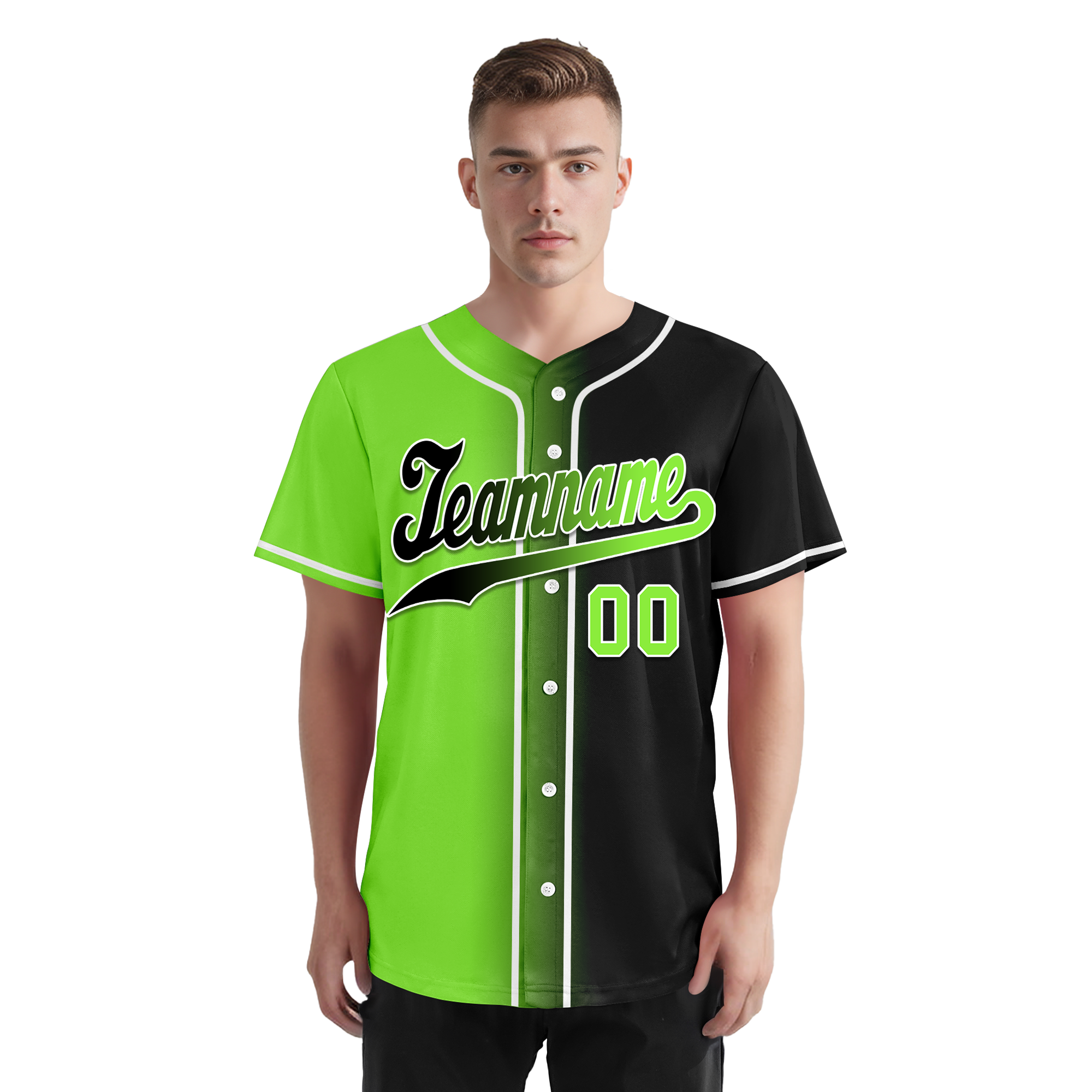 Custom Green Black Gradient Fashion Personalized Authentic Baseball Jersey BSBJ01-D0a709c