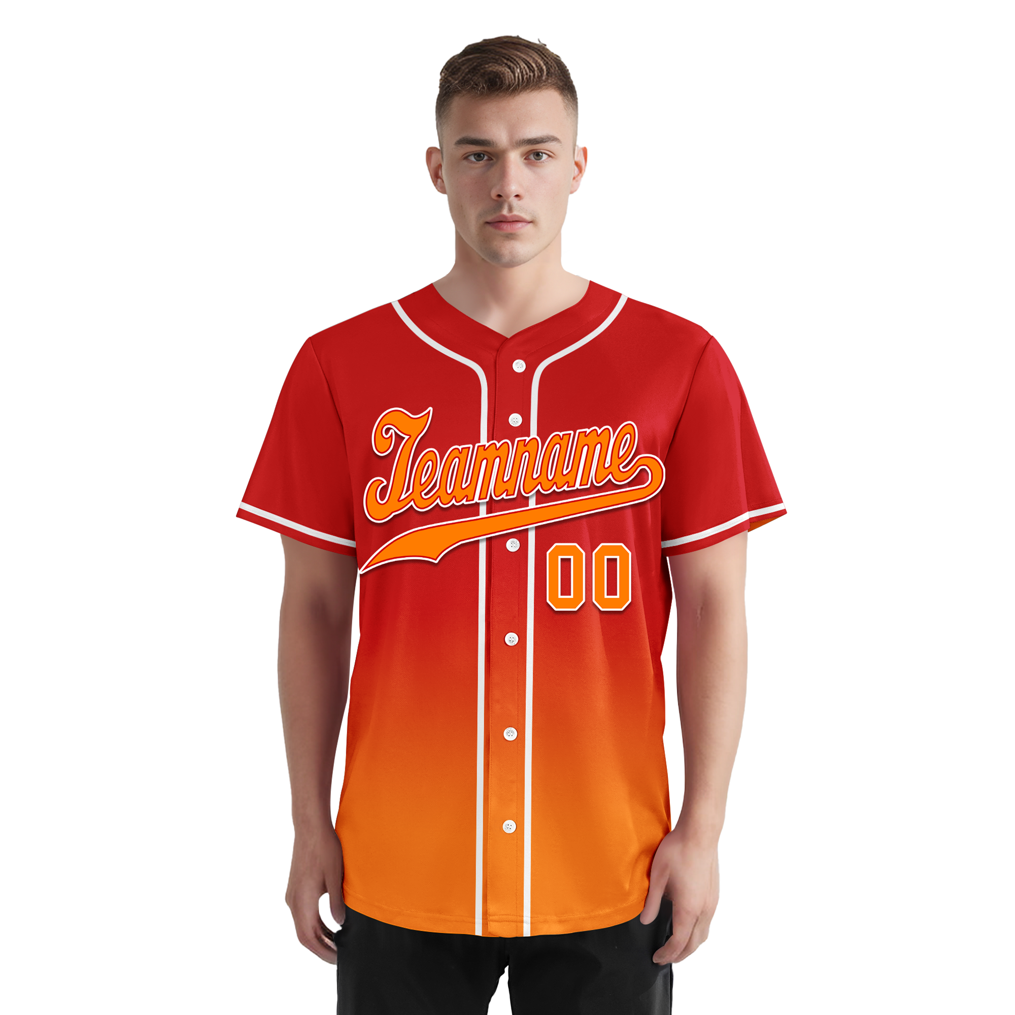 Custom Red Orange Fade Fashion Personalized Authentic Baseball Jersey BSBJ01-D0a70df