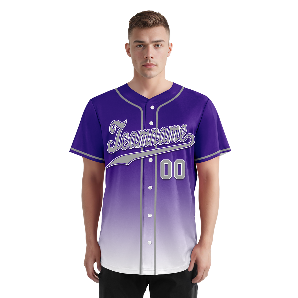 Custom Purple White Fade Fashion Personalized Authentic Baseball Jersey BSBJ01-D0a70eb