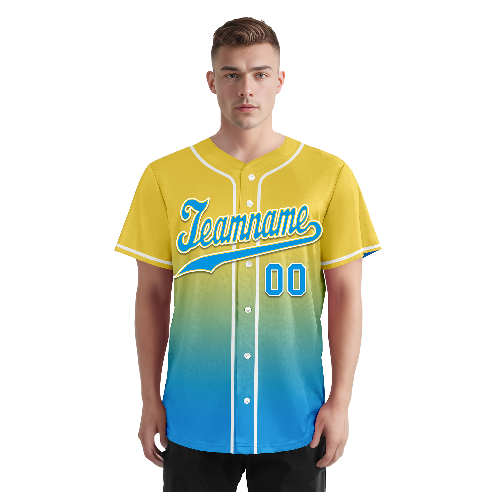Custom Yellow Blue Fade Fashion Personalized Authentic Baseball Jersey BSBJ01-D0a70fc