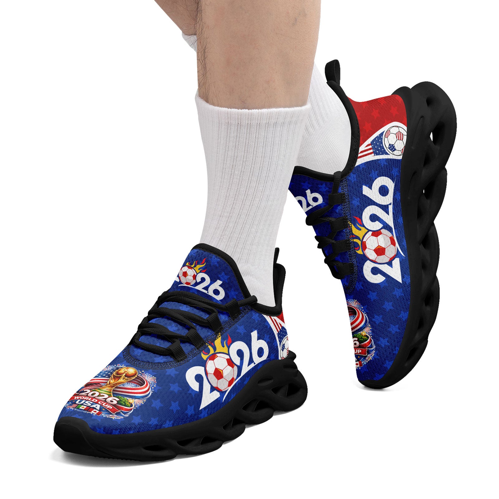 Custom United States 2026 World Cup Sneakers DIY Country Flag Running Shoes Lightweight Sport Shoes Gift for Football Fans Personalized Team Name and Logo FN003-F028035-5