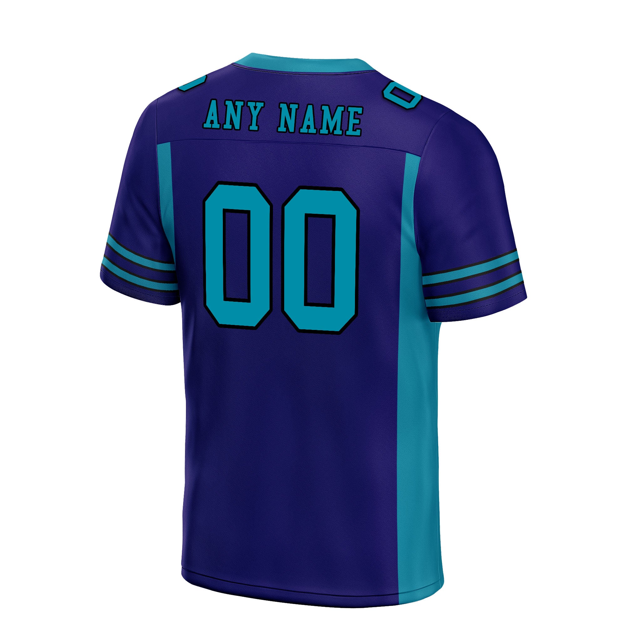 Custom Purple Turquoise Striped Sleeves Personalized Authentic Football Jersey FBJ02-D06064