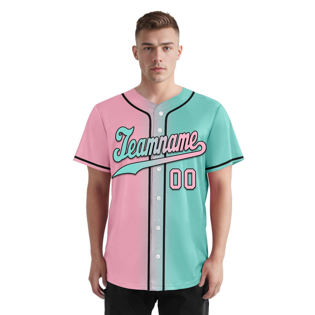 Custom Pink Cyan Gradient Fashion Personalized Authentic Baseball Jersey BSBJ01-D0a708b