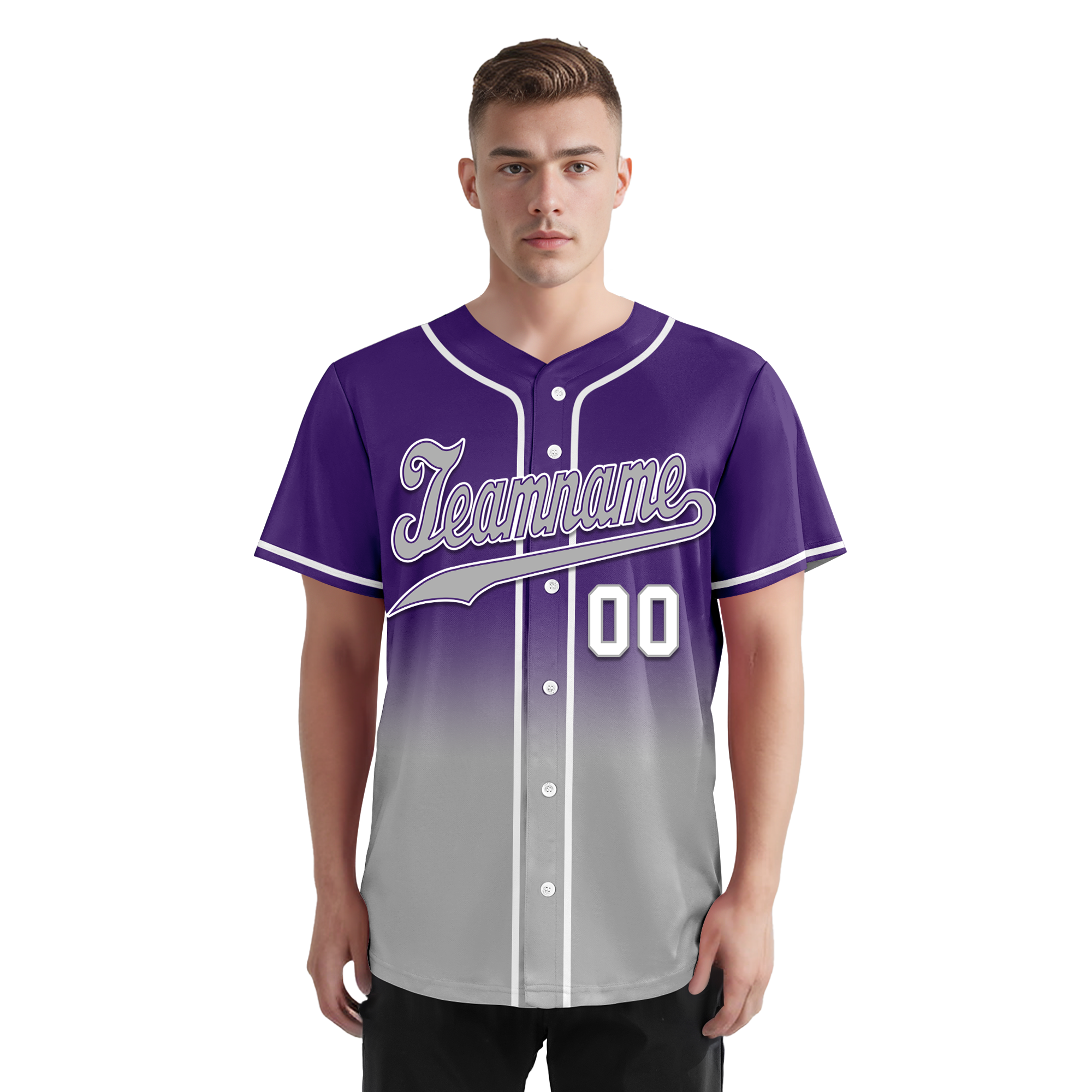 Custom Purple Grey Fade Fashion Personalized Authentic Baseball Jersey BSBJ01-D0a70cd