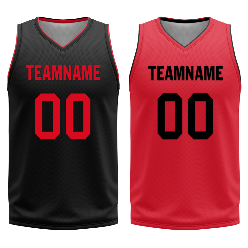 Custom Black Red Classic Style Reversible Basketball Uniform Personalized Ordinary BBJR-D017018