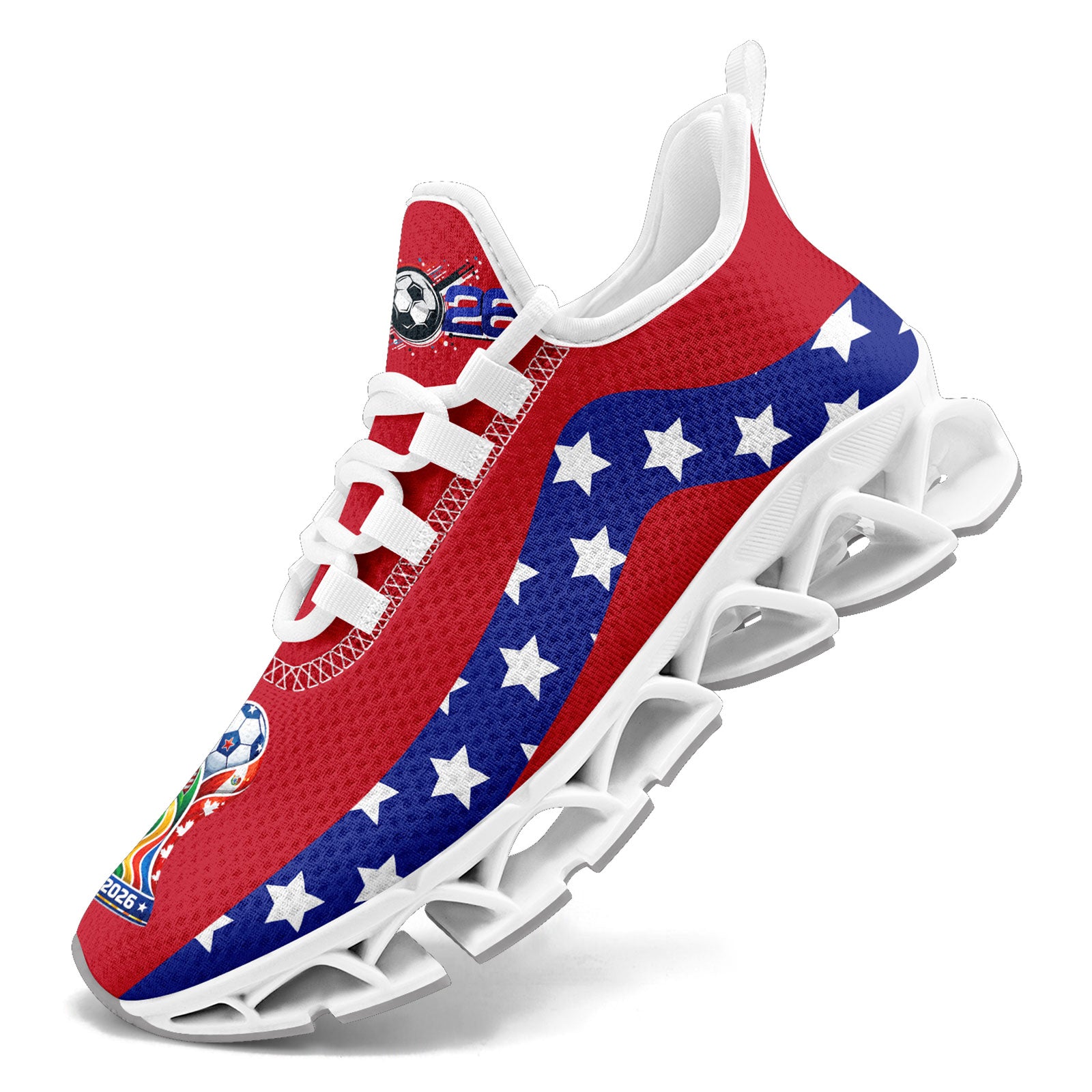 Custom United States 2026 World Cup Sneakers DIY Country Flag Running Shoes Lightweight Sport Shoes Gift for Football Fans Personalized Team Name and Logo FN003XD-F028038-1