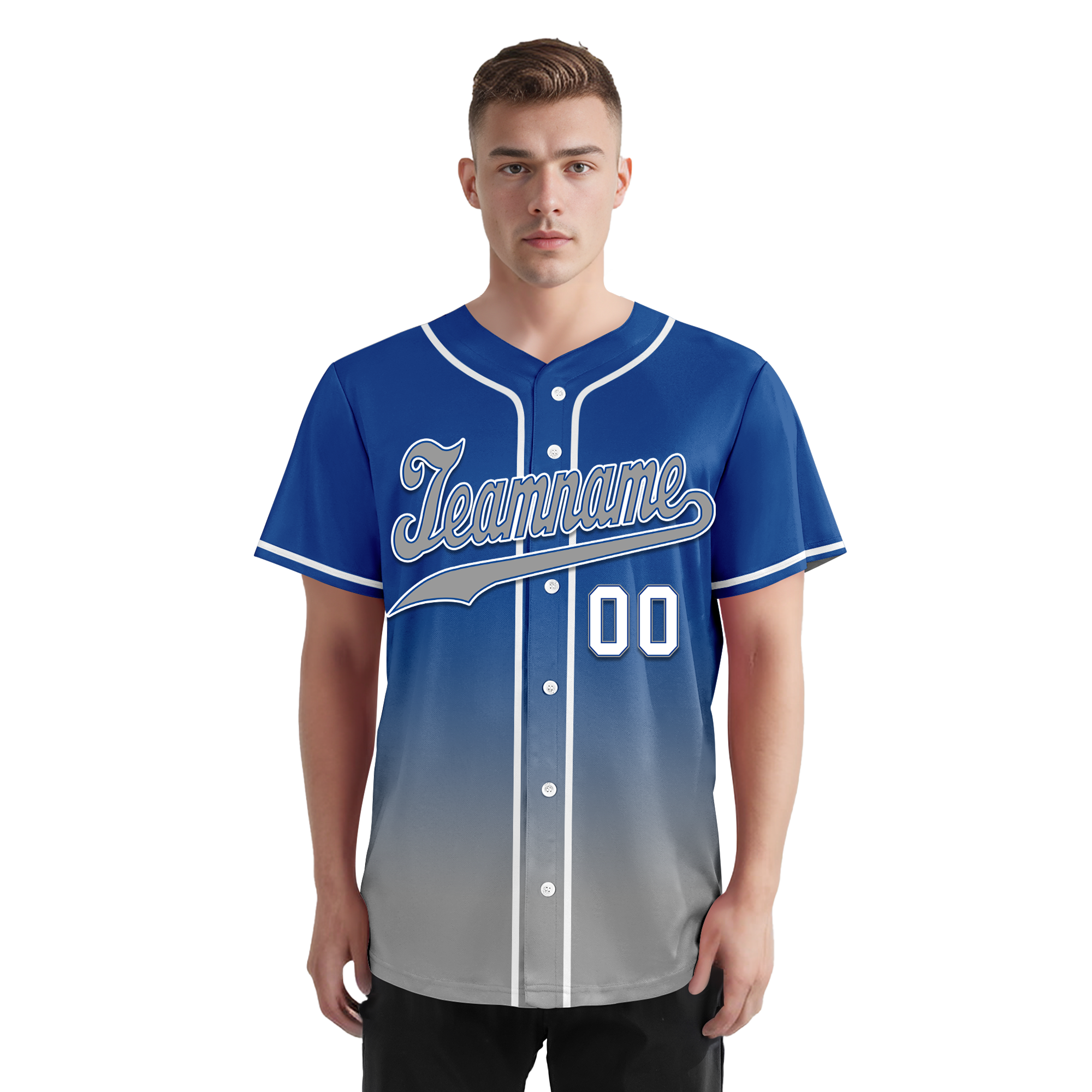 Custom Blue Grey Fade Fashion Personalized Authentic Baseball Jersey BSBJ01-D0a70bf