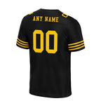 Custom Black Yellow Striped Sleeves Personalized Authentic Football Jersey FBJ02-D06040