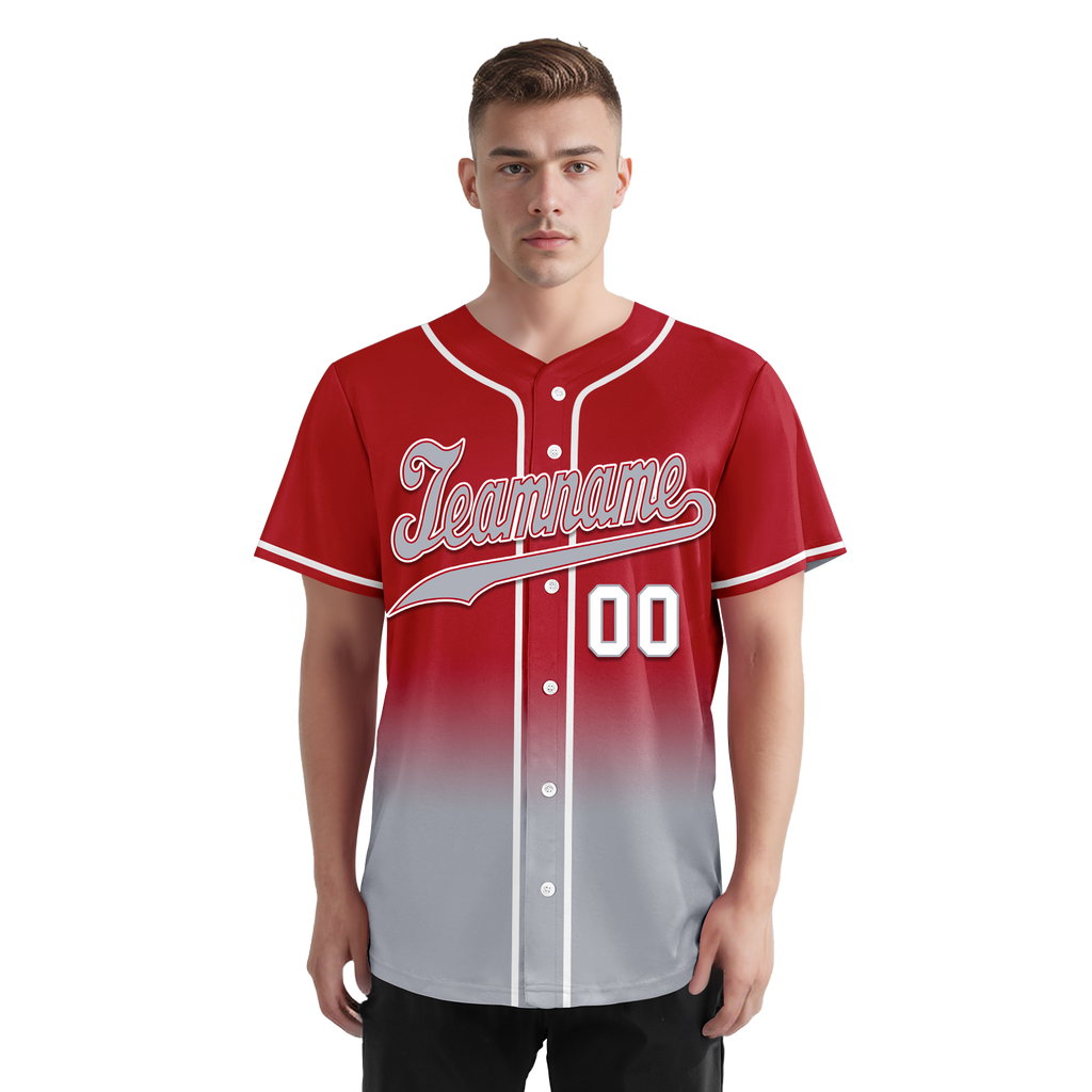 Custom Red Grey Fade Fashion Personalized Authentic Baseball Jersey BSBJ01-D0a70bb