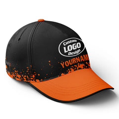 Custom Black Orange Hat Sport Design Cap Stitched Adjustable Personalized YW061-D020231-3