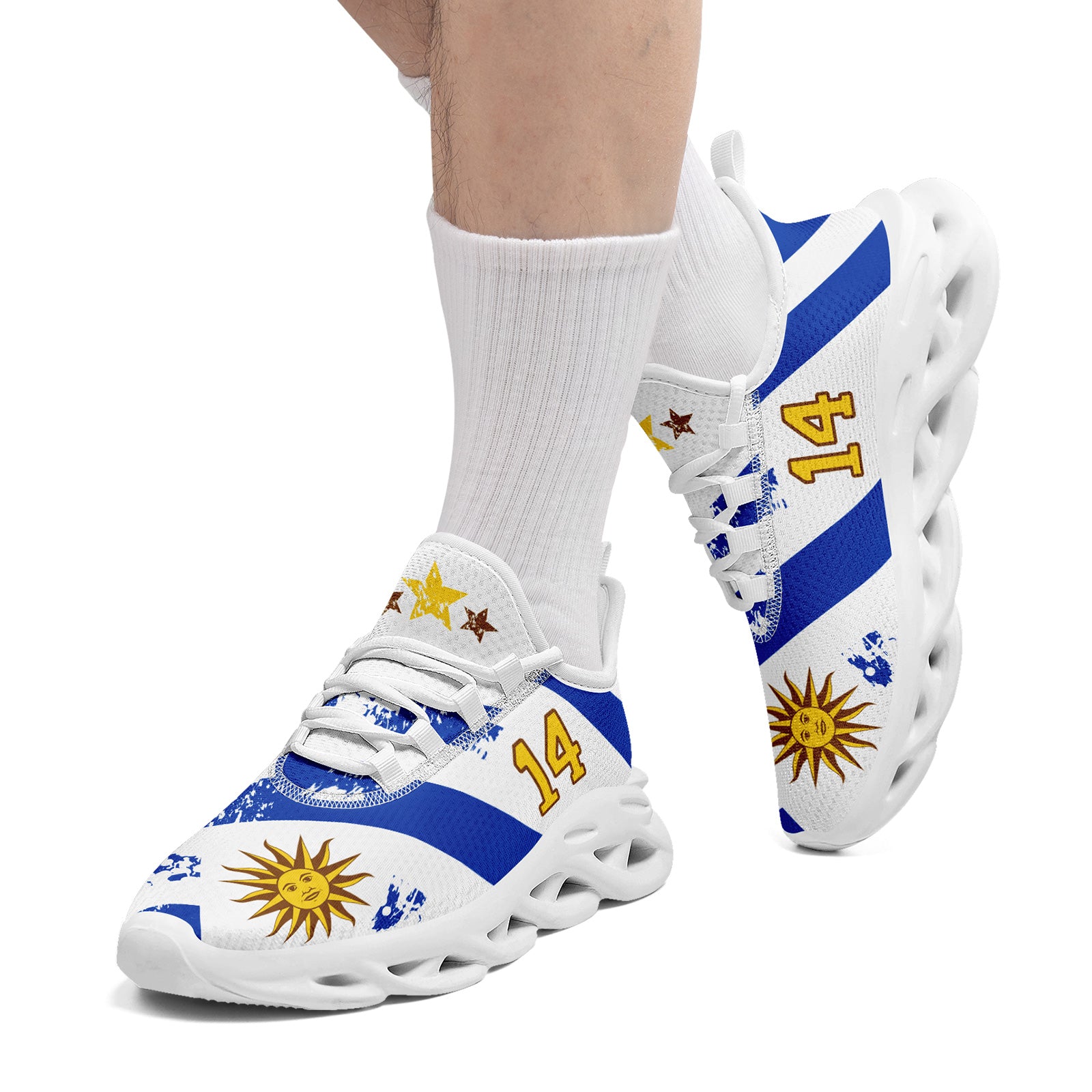 Custom Uruguay 2026 World Cup Sneakers DIY Country Flag Running Shoes Lightweight Sport Shoes Gift for Football Fans Personalized Team Name and Logo FN003-F009122-10