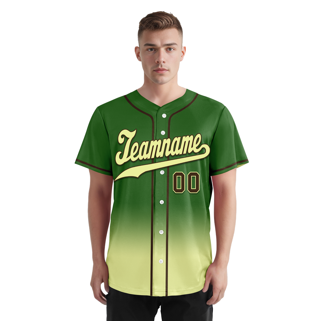 Custom Green Fade Fashion Personalized Authentic Baseball Jersey BSBJ01-D0a70f7