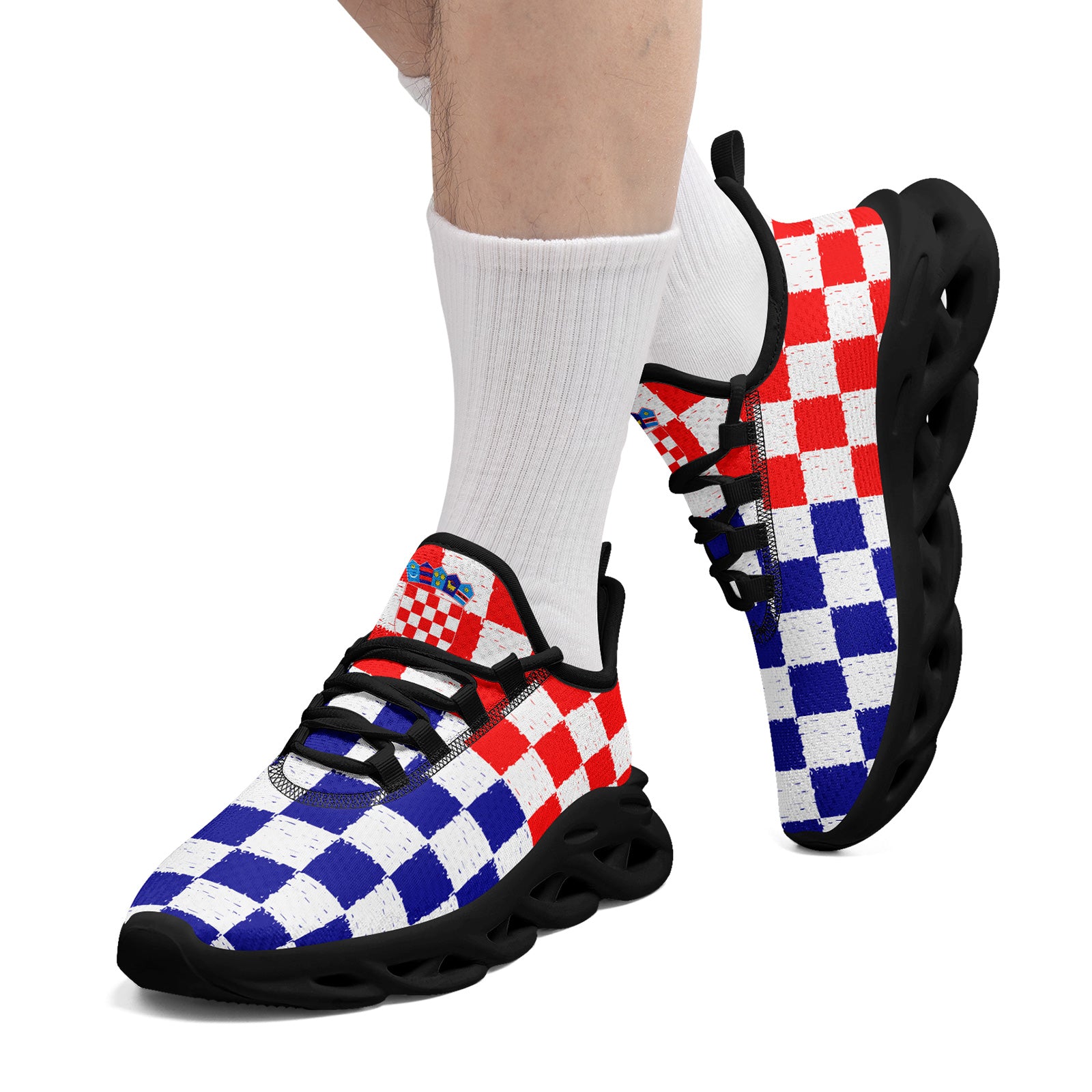 Custom Croatia 2026 World Cup Sneakers DIY Country Flag Running Shoes Lightweight Sport Shoes Gift for Football Fans Personalized Team Name and Logo FN003-F009104-1