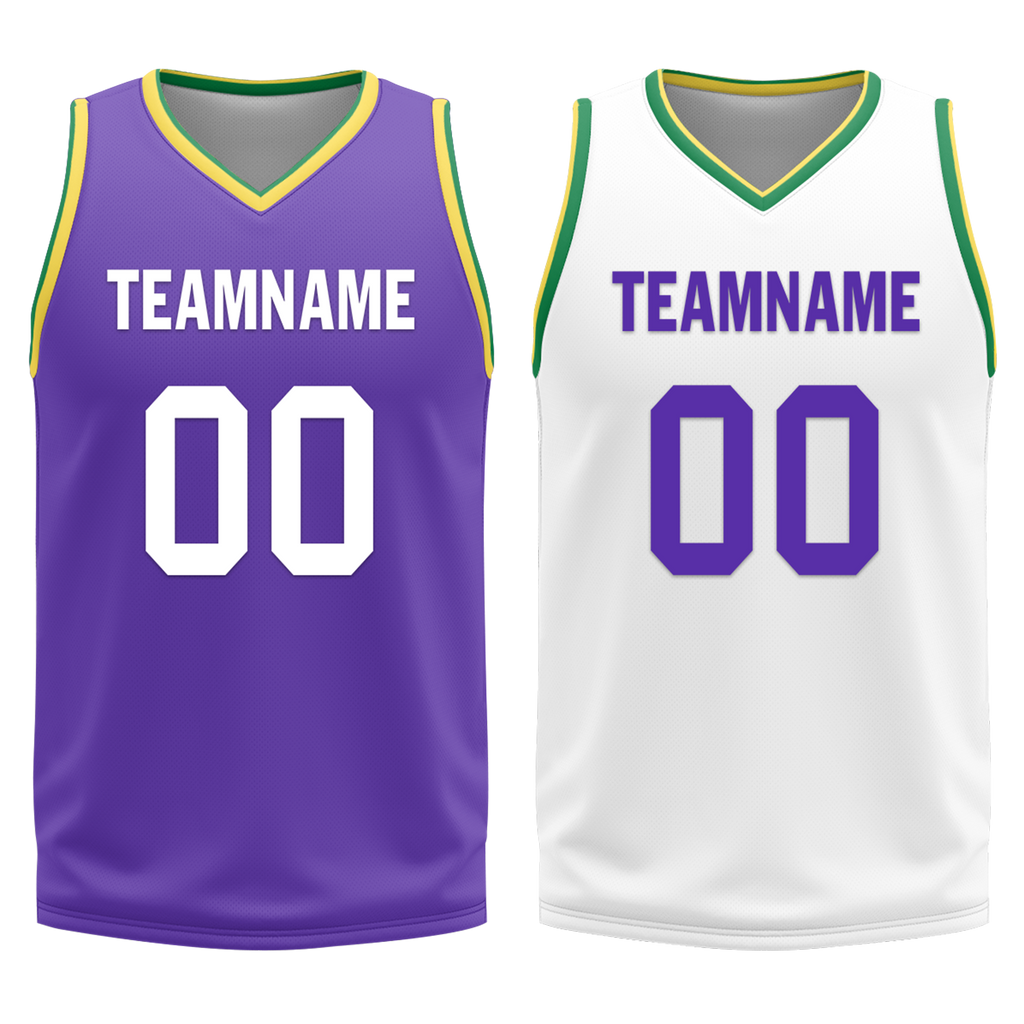 Custom Purple White Classic Style Reversible Basketball Uniform Personalized Ordinary BBJR-D017047