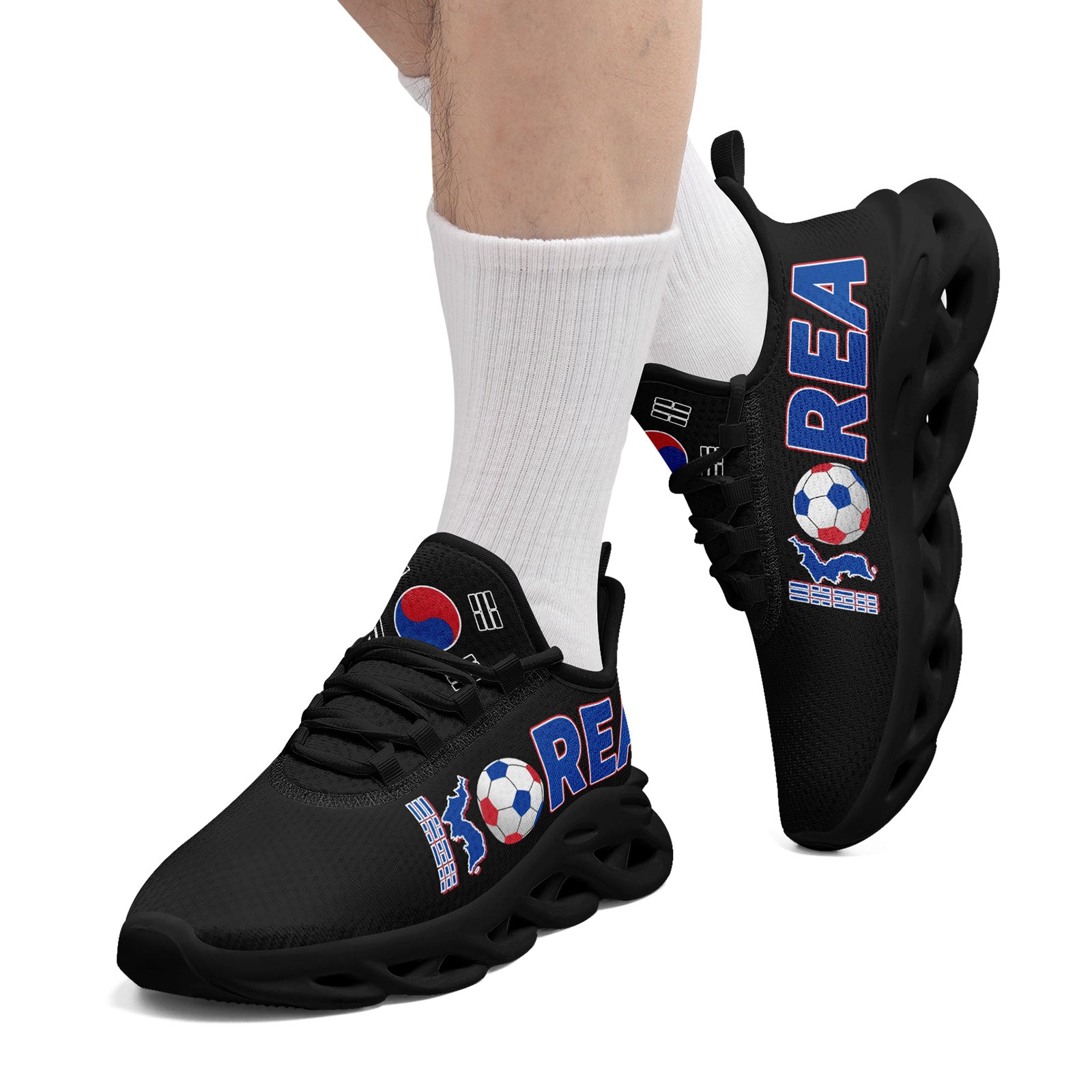Custom South Korea 2026 World Cup Sneakers DIY Country Flag Running Shoes Lightweight Sport Shoes Gift for Football Fans Personalized Team Name and Logo FN003-F009054-2