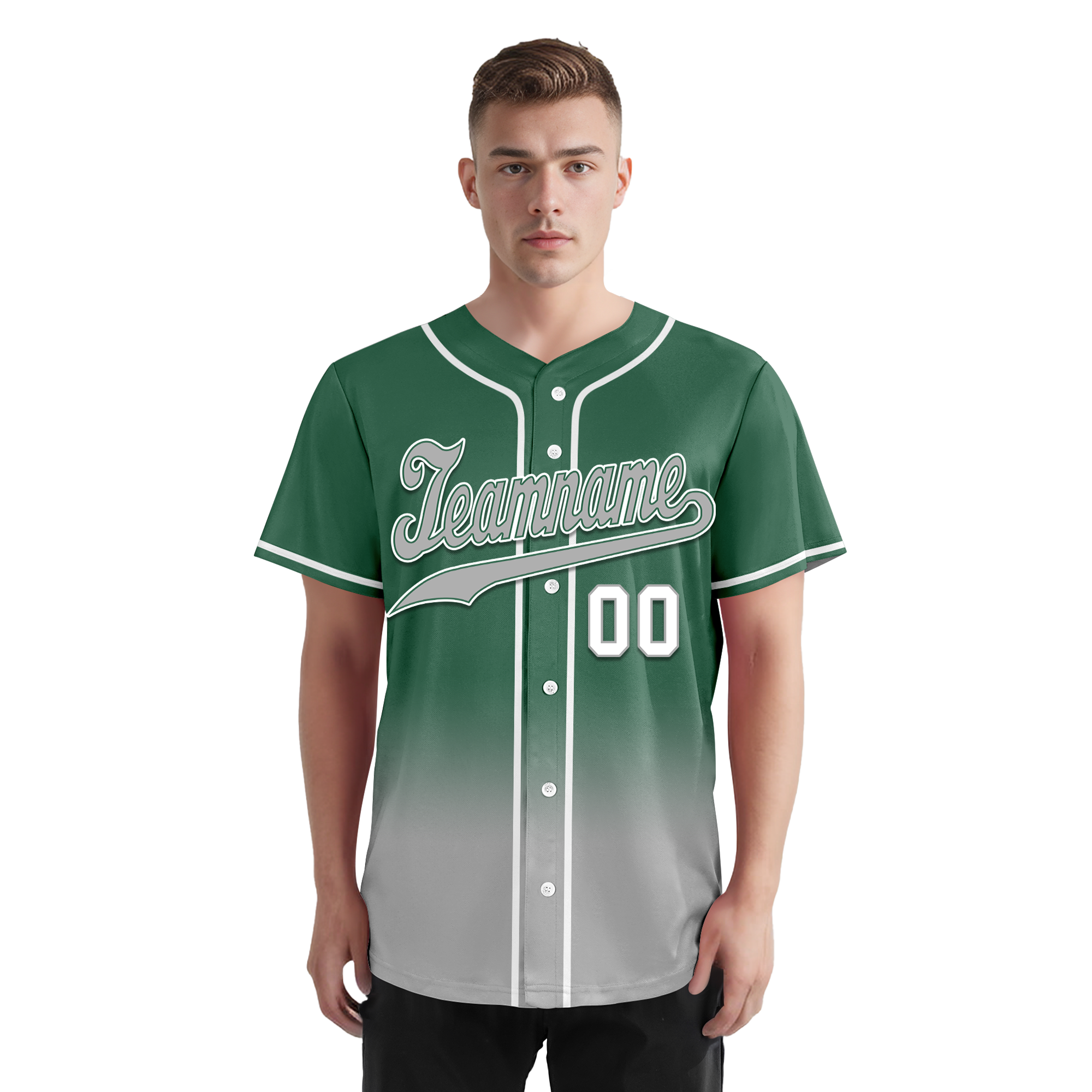 Custom Green Grey Fade Fashion Personalized Authentic Baseball Jersey BSBJ01-D0a70c9