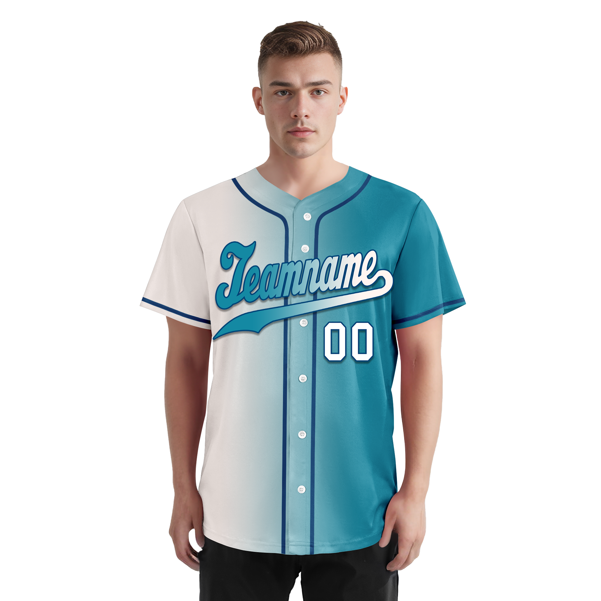Custom White Blue Gradient Fashion Personalized Authentic Baseball Jersey BSBJ01-D0a7ab0