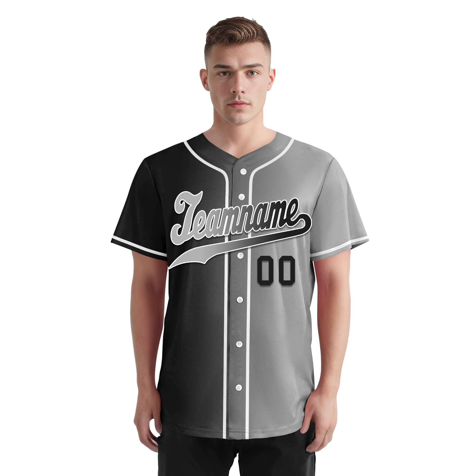 Custom Black Grey Gradient Fashion Personalized Authentic Baseball Jersey BSBJ01-D0a7a07