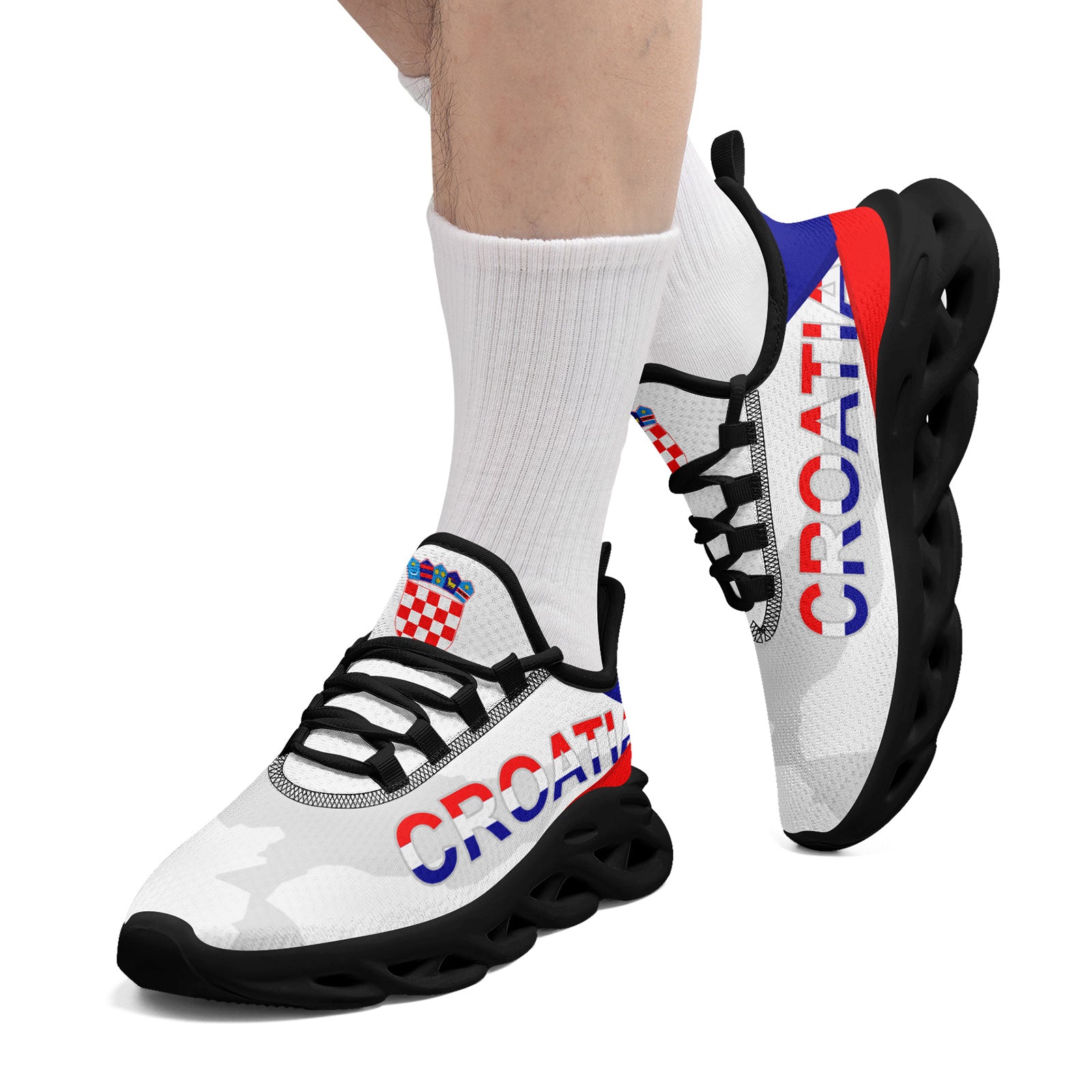 Custom Croatia 2026 World Cup Sneakers DIY Country Flag Running Shoes Lightweight Sport Shoes Gift for Football Fans Personalized Team Name and Logo FN003-F009104-5