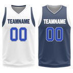 Custom White Blue Classic Style Reversible Basketball Uniform Personalized Ordinary BBJR-D017054