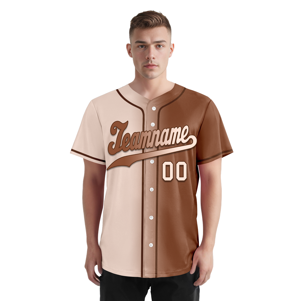 Custom Beige Brown Gradient Fashion Personalized Authentic Baseball Jersey BSBJ01-D0a708e