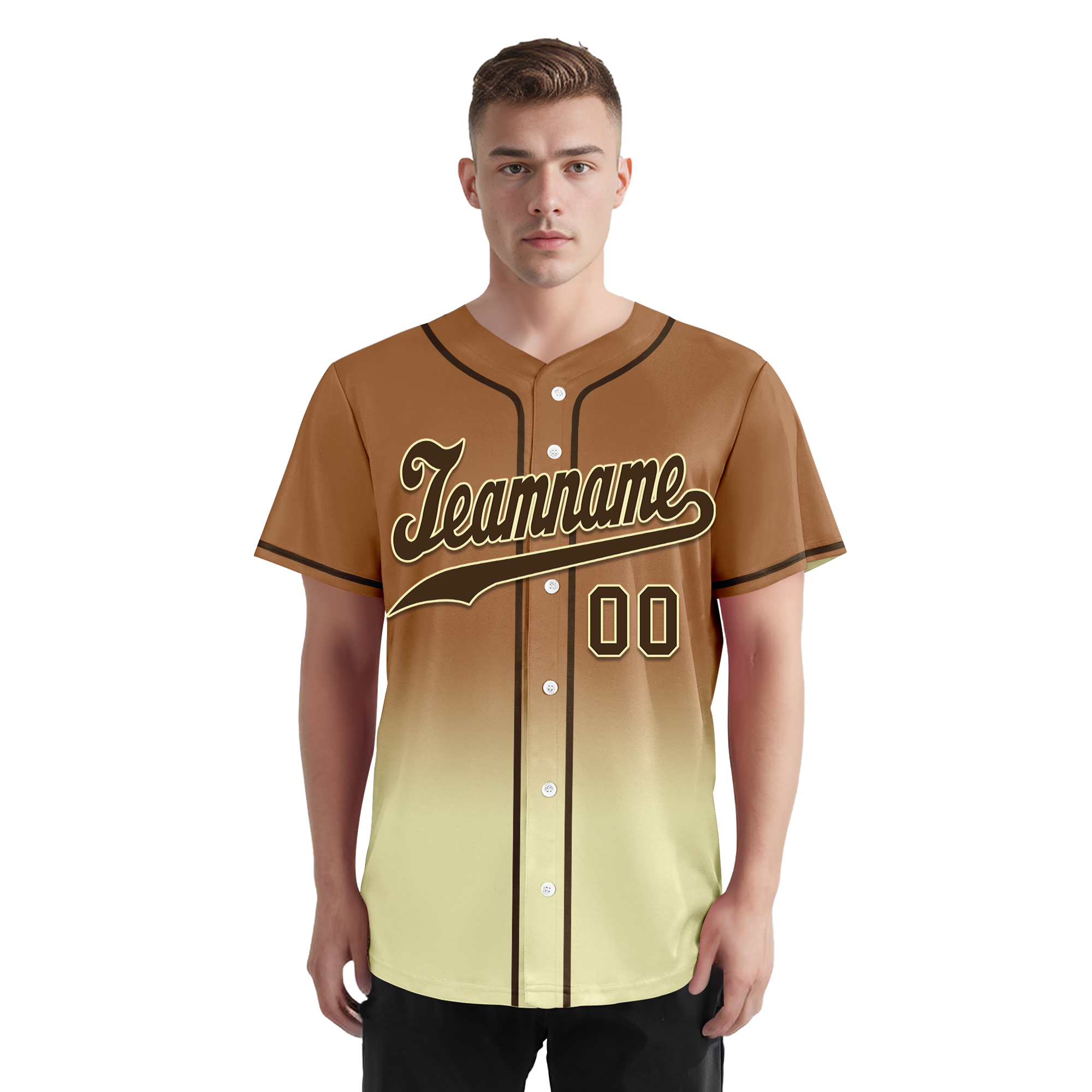 Custom Brown Yellow Fade Fashion Personalized Authentic Baseball Jersey BSBJ01-D0a70ff