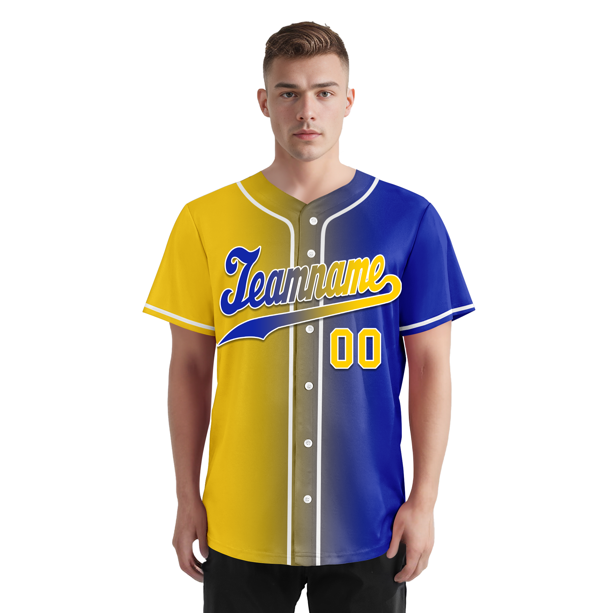 Custom Yellow Blue Gradient Fashion Personalized Authentic Baseball Jersey BSBJ01-D0a7098