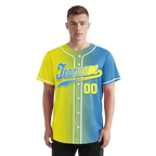 Custom Yellow Blue Gradient Fashion Personalized Authentic Baseball Jersey BSBJ01-D0a7aa0