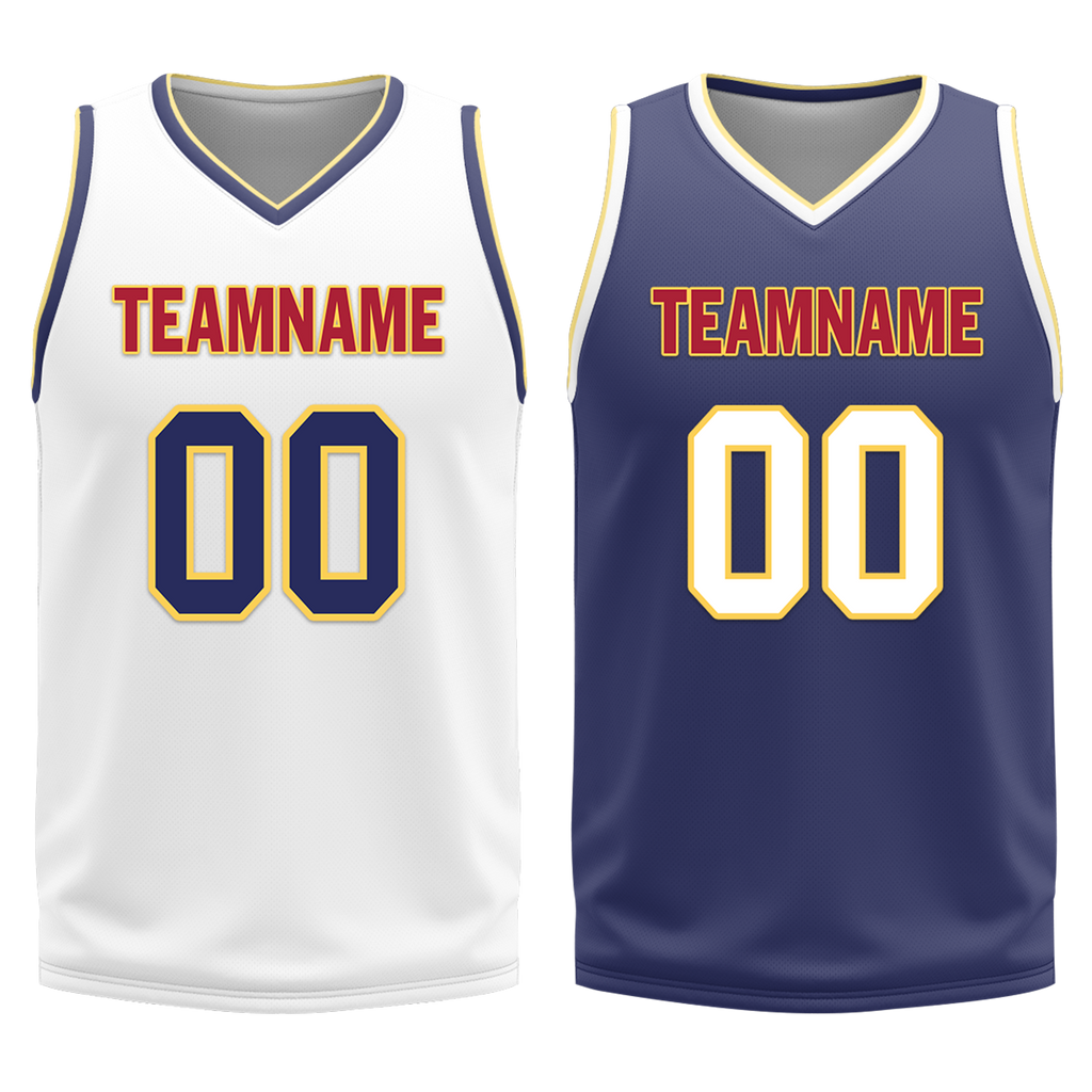 Custom White Blue Classic Style Reversible Basketball Uniform Personalized Ordinary BBJR-D017030