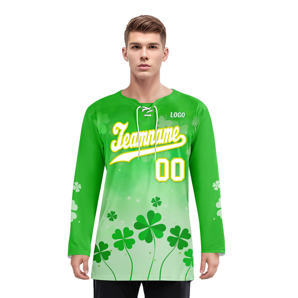 Custom Four-leaf clover Personalized Hockey Jersey HCKJ01-E0615-6