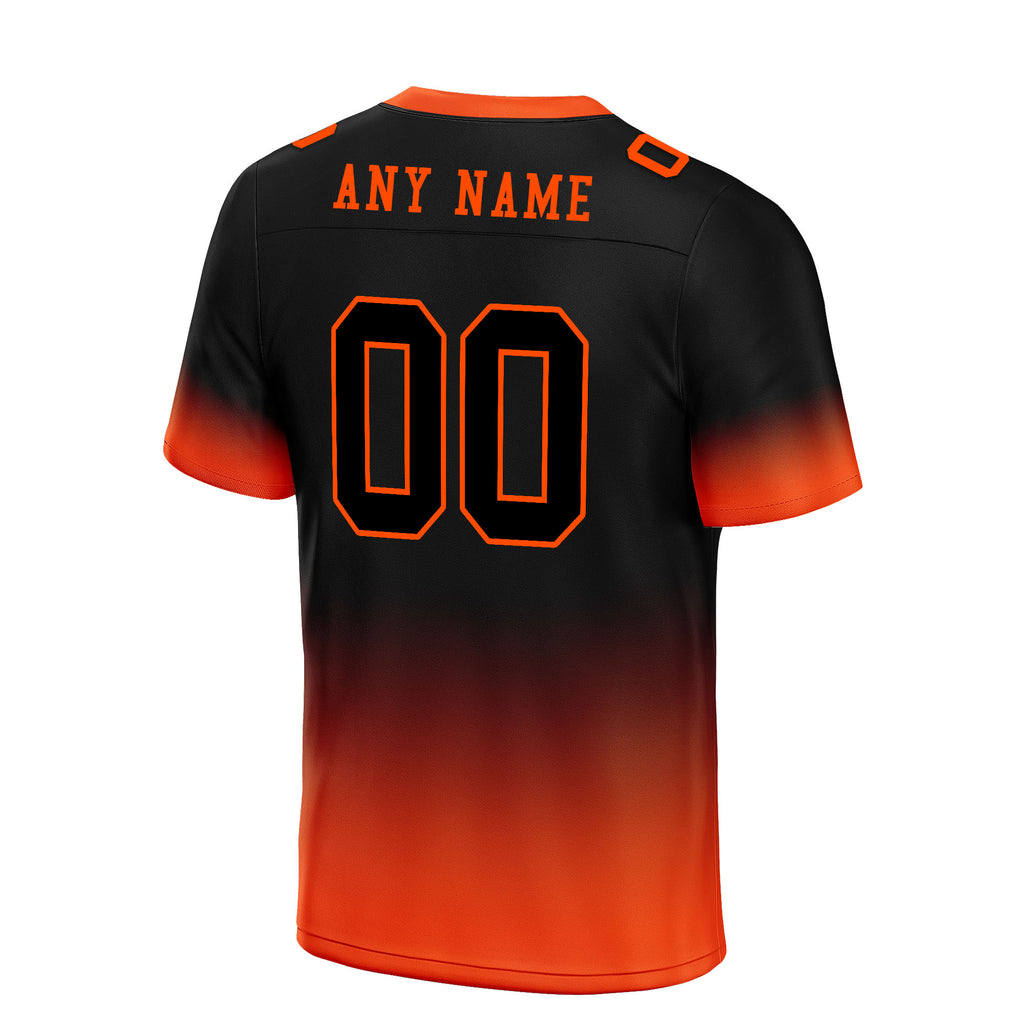 Custom Black Orange Fade Fashion Personalized Authentic Football Jersey FBJ02-D06087
