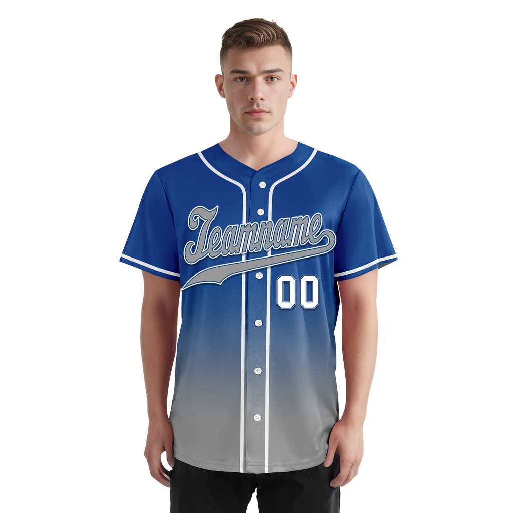 Custom Blue Grey Fade Fashion Personalized Authentic Baseball Jersey BSBJ01-D0a70bf