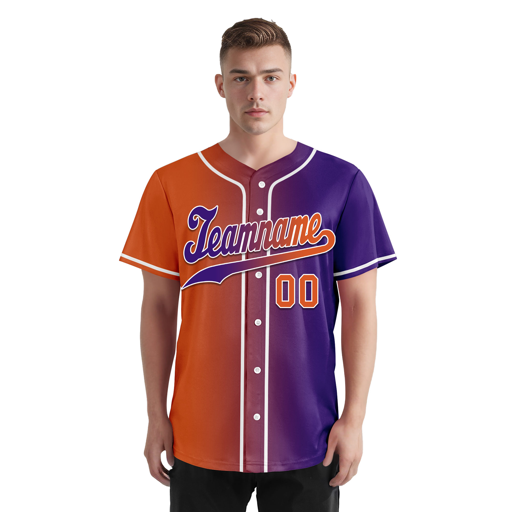 Custom Orange Purple Gradient Fashion Personalized Authentic Baseball Jersey BSBJ01-D0a7a08
