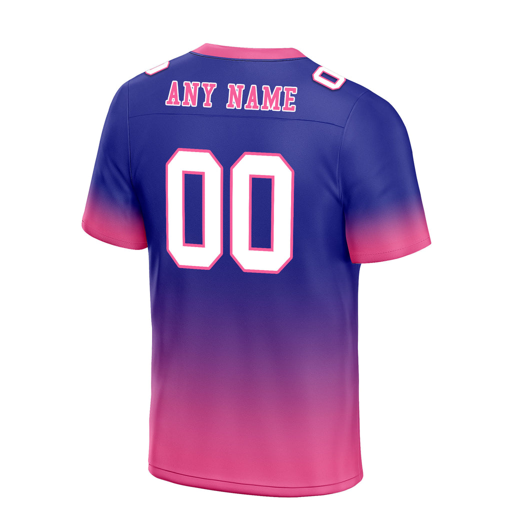 Custom Blue Pink Fade Fashion Personalized Authentic Football Jersey FBJ02-D06090