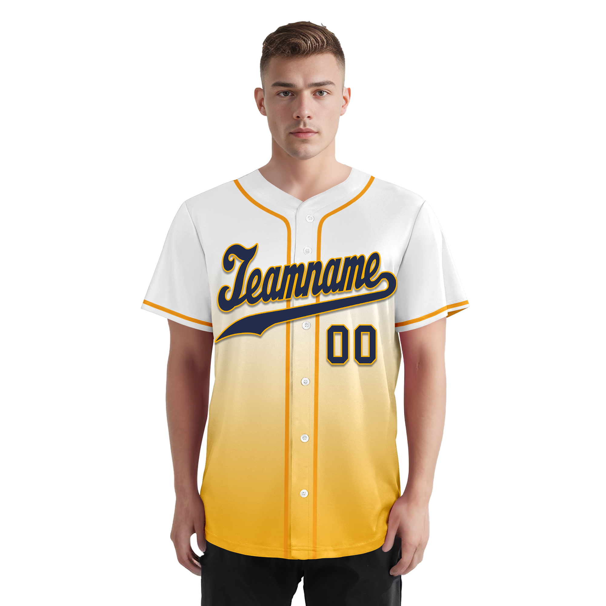 Custom White Yellow Fade Fashion Personalized Authentic Baseball Jersey BSBJ01-D0a70dc