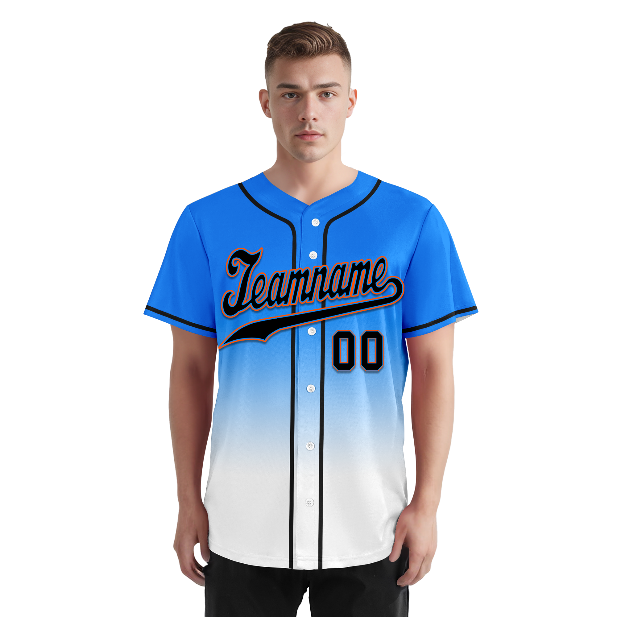 Custom Blue White Fade Fashion Personalized Authentic Baseball Jersey BSBJ01-D0a70ef