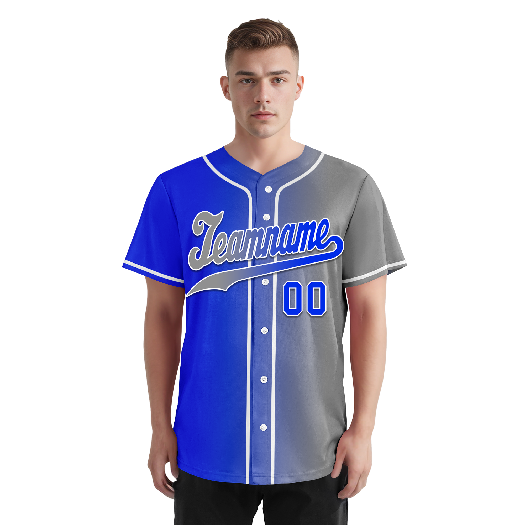 Custom Blue Grey Gradient Fashion Personalized Authentic Baseball Jersey BSBJ01-D0a709a