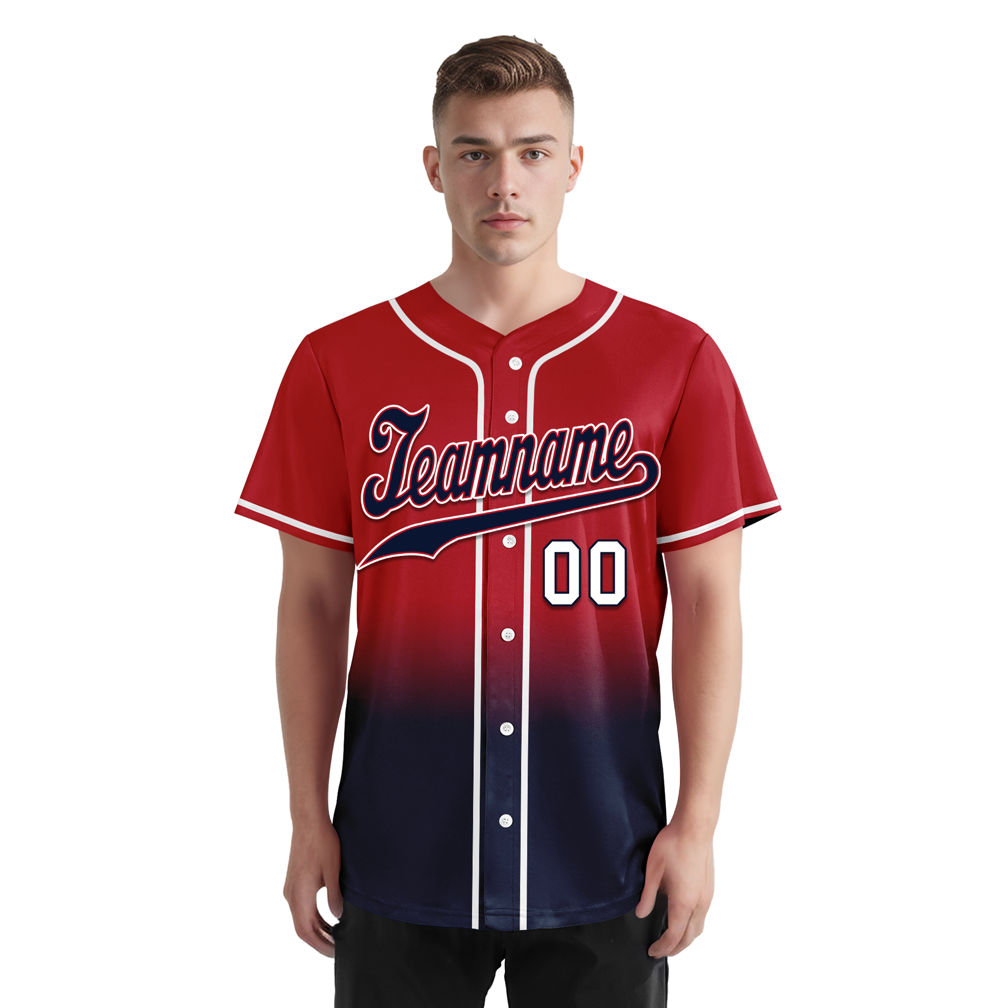 Custom Red Blue Fade Fashion Personalized Authentic Baseball Jersey BSBJ01-D0a70bc
