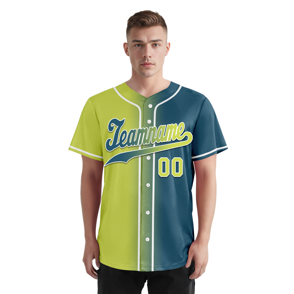 Custom Yellow Green Gradient Fashion Personalized Authentic Baseball Jersey BSBJ01-D0a709d