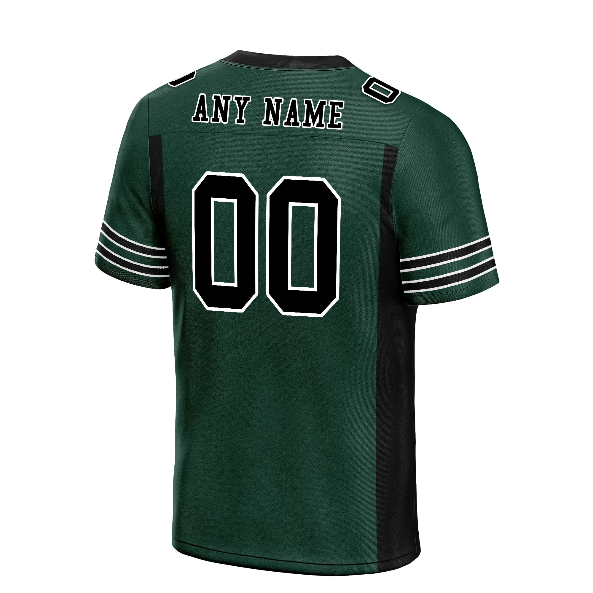 Custom Dark Geen Black Striped Sleeves Personalized Authentic Football Jersey FBJ02-D06065