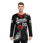 Custom Black Red Gothic Personalized Hockey Jersey HCKJ01-E0601-04