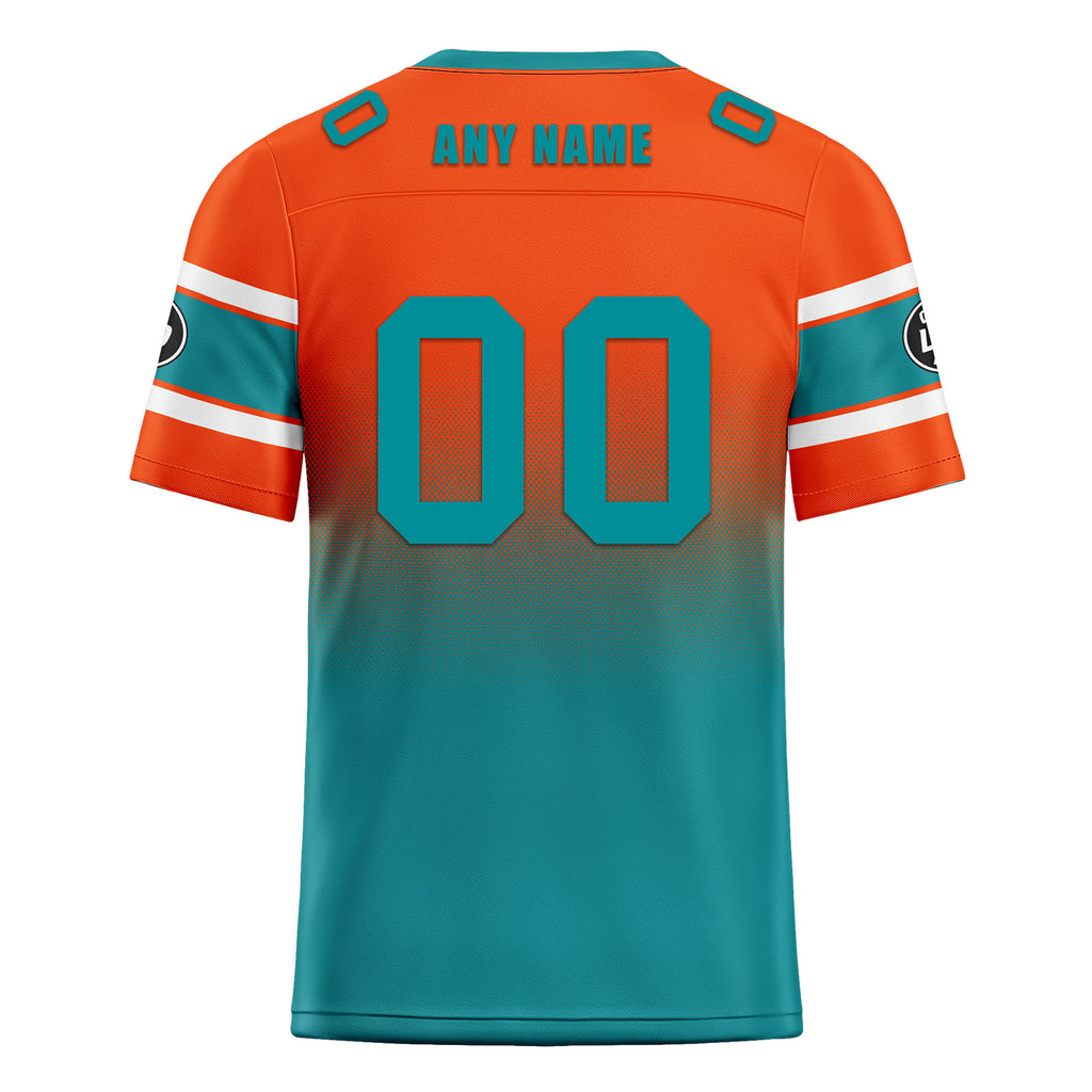 Custom Orange Blue Miami Personalized Authentic Football Jersey FBJ02-D020249-24