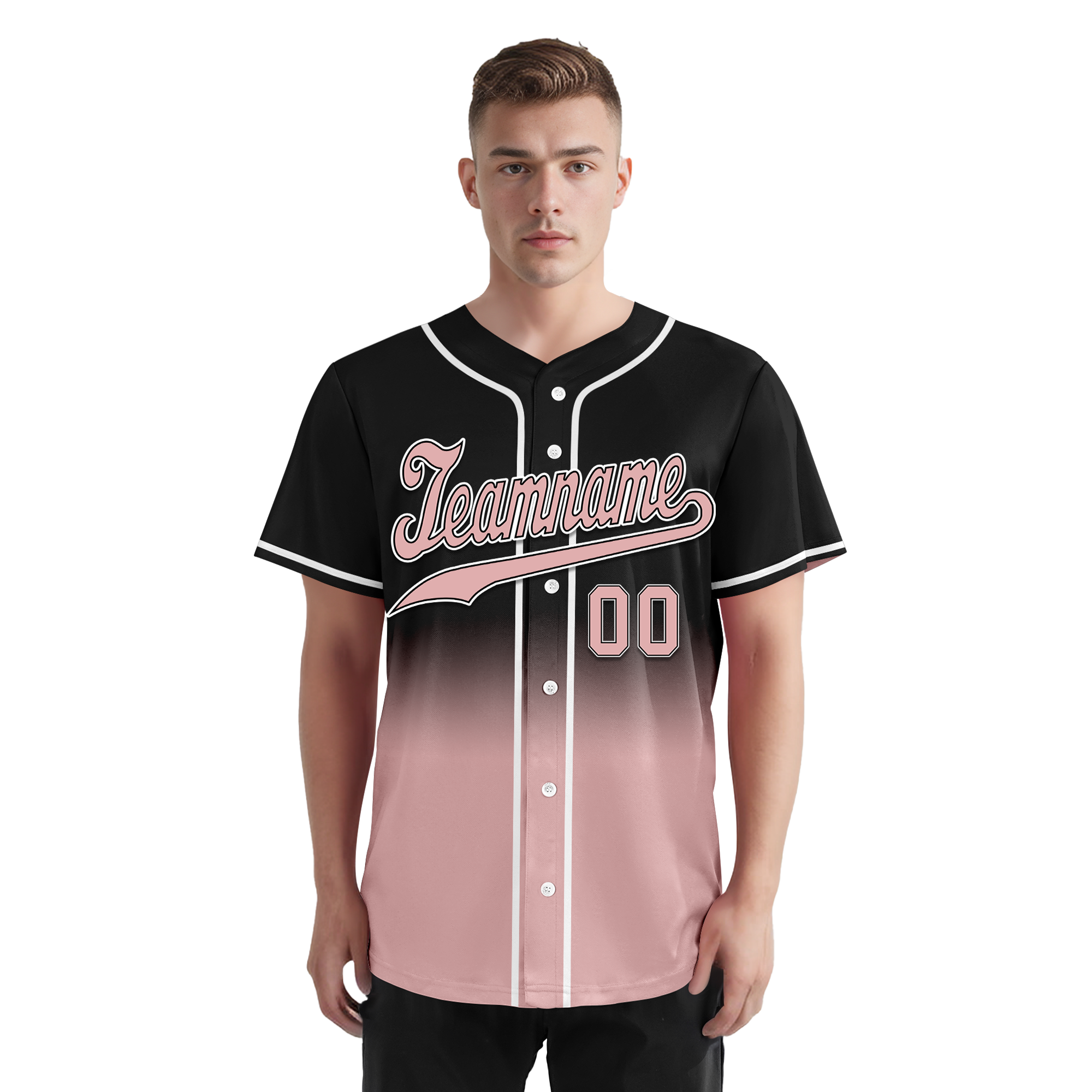 Custom Black Pink Fade Fashion Personalized Authentic Baseball Jersey BSBJ01-D0a70d9